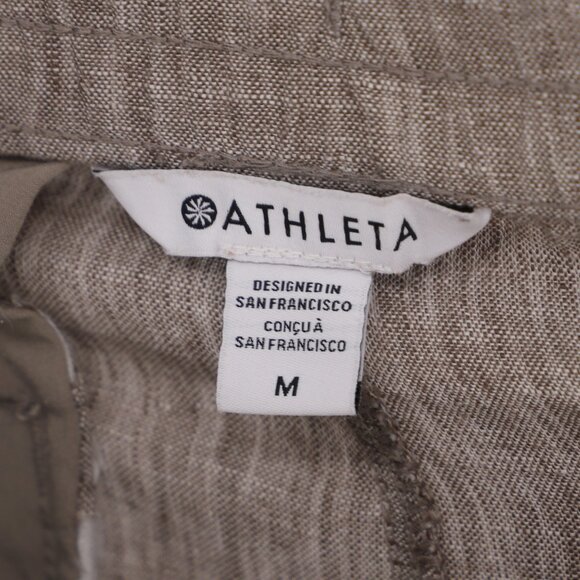 ATHLETA Retreat Linen High Rise Ankle Pant Textured Brown Size M - Picture 6 of 8